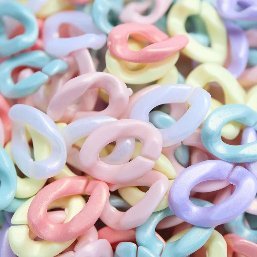 パステルカラーシリーズ　　アクセサリー 120個 パステルカラー 樹脂 チェーン パーツ カラー ランダム MIX