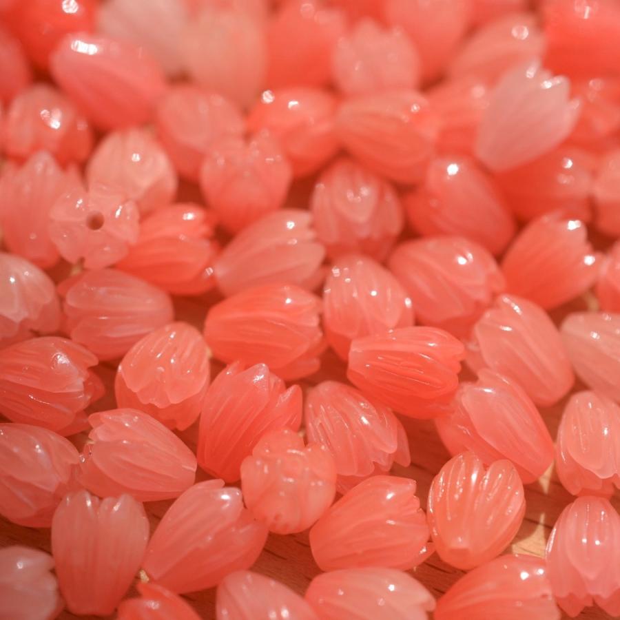 チューリップ ビーズ  貝殻練り ピンク系 10個｜troisanges