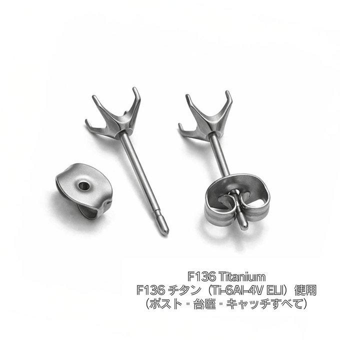 F136チタン Ti-6Al-4V ELI 4本爪 空枠 ピアスパーツ キャッチ付 1ペア |  | 01