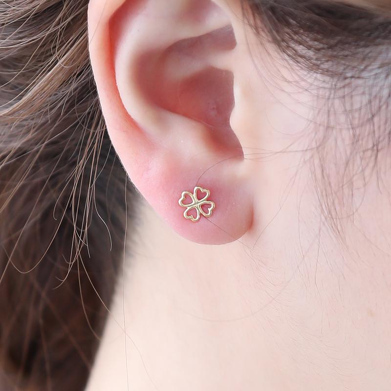 ピアス 18K クローバーピアス イエローゴールド 金属アレルギー ピアス 18K クローバーピアス イエローゴールド 金属アレルギー