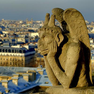 ノートルダム大聖堂 舌を出すガーゴイル キャンドルスタンド付き