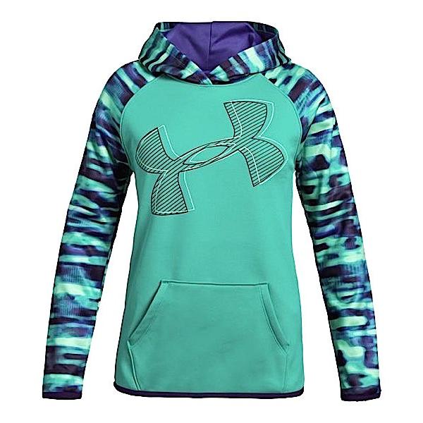 Armour 長袖 パーカー Purple Long 長袖 Green ウエア Troishomme 349 バッシュ Sleeve Hoodie Long Logo Under アパレル T Shirt Fleece Printed Armour Malachite ガールズ キッズ アンダーアーマー