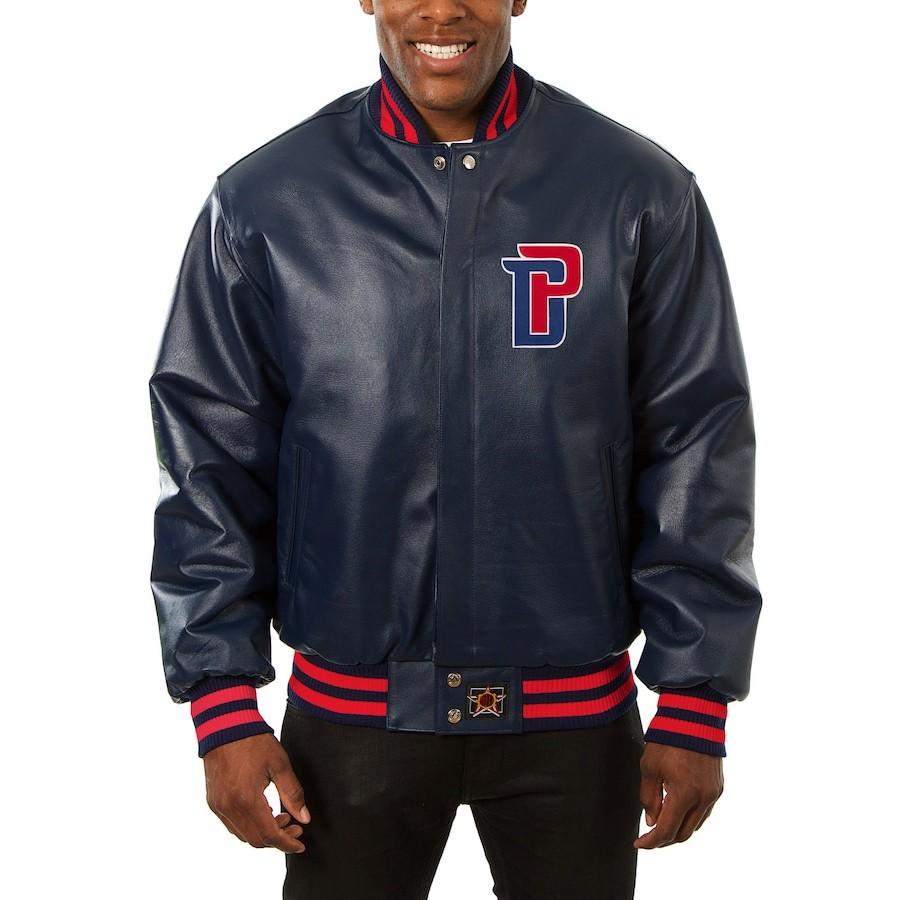 メンズ Team ジャケット Detroit Pistons Jh Detroit Design Domestic ジャケット Team Color Leather Jacket Navy