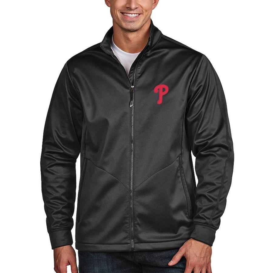 超大特価 メンズ ジャケット Philadelphia Phillies Antigua Golf Full Zip Jacket Charcoal 手数料安い Www Easterncaisson Com