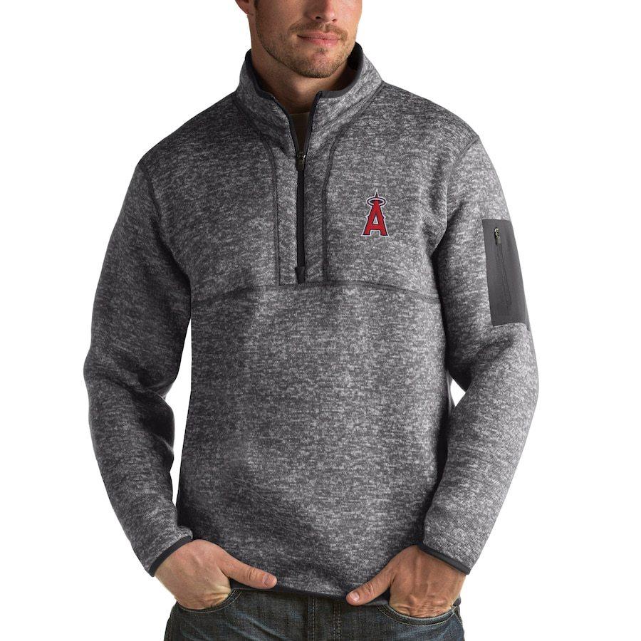 注目の メンズ セーター Los Angeles Angels Antigua Fortune Half Zip Sweater Heathered Charcoal 100 本物保証 Www Technet 21 Org