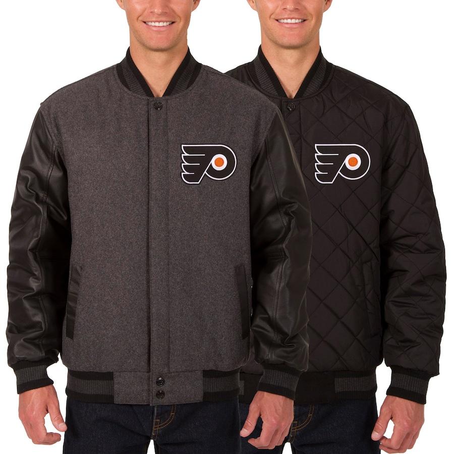 メンズ Two ジャケット Philadelphia Design Flyers Jh Design Two トップス ジャージ以外 Hit Wool Leather Reversible