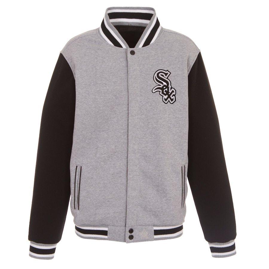 メンズ ジャケット "Chicago White Sox" JH Design Embroidered Reversible Full Snap Fleece Jacket - Gray｜troishomme｜02