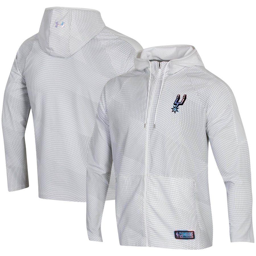 買取格安 アンダーアーマー メンズ ジャケット San Antonio Spurs Under Armour Combine Authentic Holographic Woven Full Zip Jacket White 激安クリアランス Casanova Dz Com
