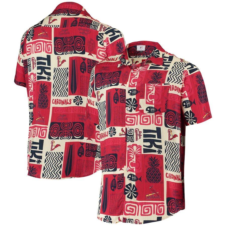 安い購入 Tiki Cardinals" Louis "St. シャツ メンズ Button-Up Red - Shirt パーカー