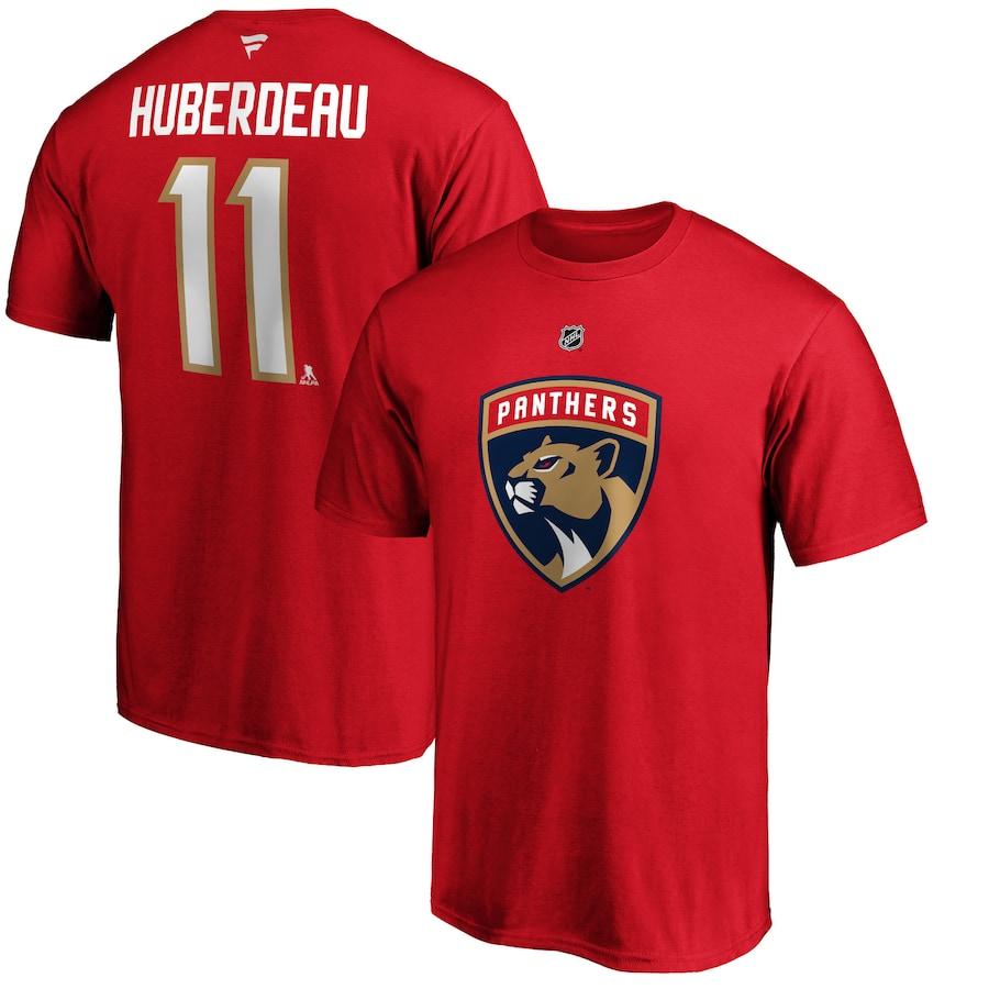 【楽天最安値に挑戦】 Authentic Branded Fanatics Panthers" "Florida Huberdeau Jonathan Tシャツ メンズ ファナティックス Stack Red - T-Shirt Number - Name Player パーカー