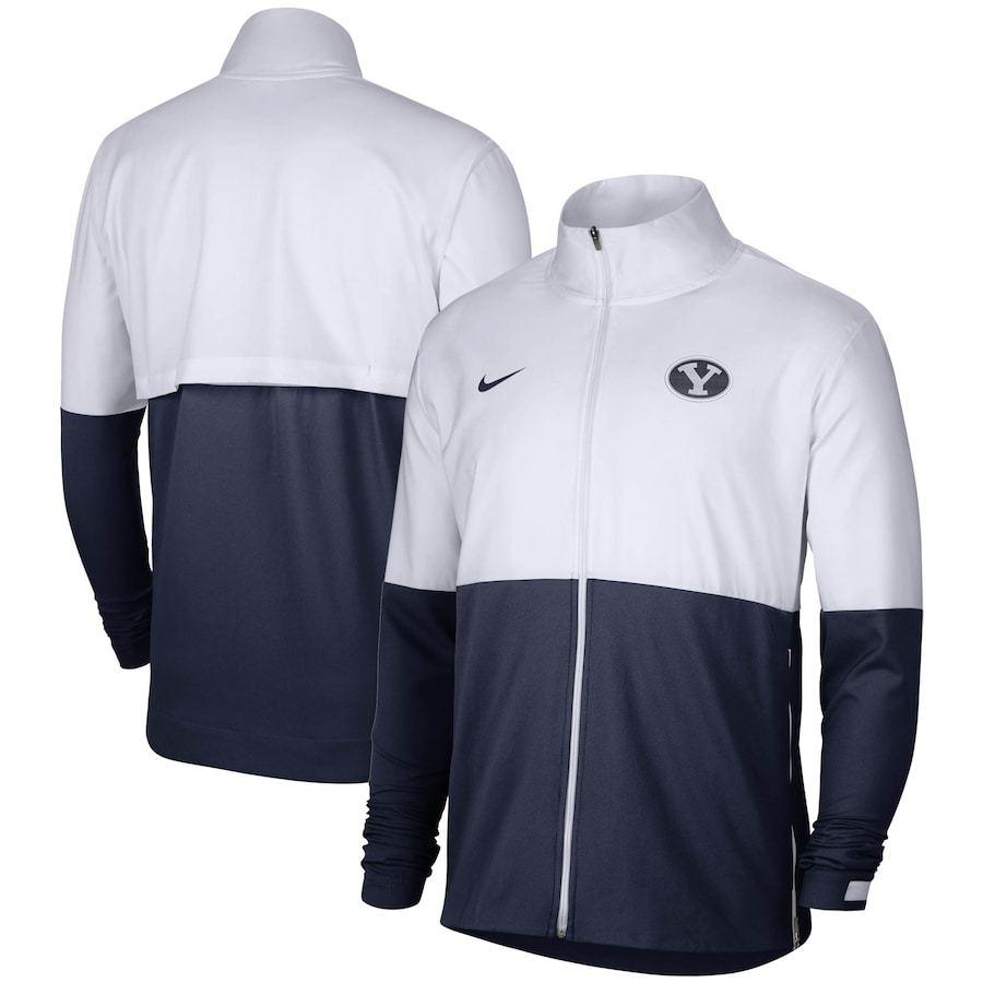 保証書付 メンズ ジャケット Byu Cougars Nike Colorblock Woven Full Zip Jacket White Navy 年最新海外 Bitcoinbro Frankhawley Com