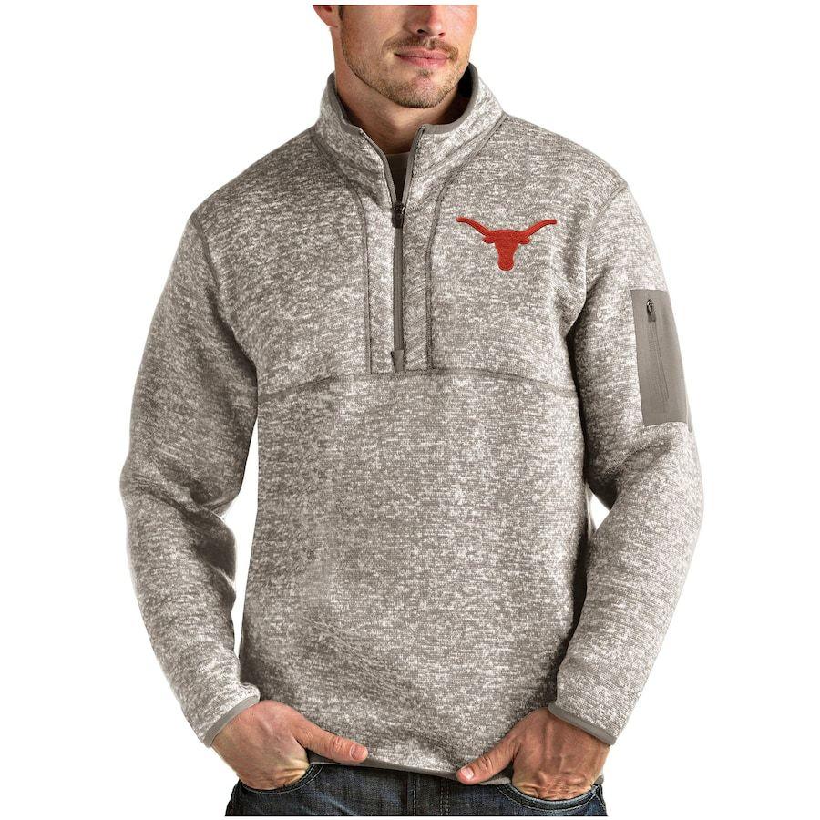最新エルメス メンズ Oatmeal - Jacket Pullover Quarter-Zip Fortune Antigua Longhorns" "Texas ジャケット シャツ、タンクトップ