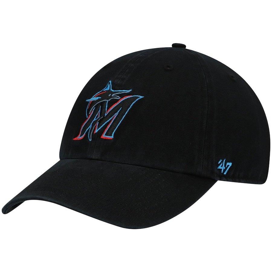 メンズ キャップ Miami Hat Marlins Troishommeのメンズ アパレル 47 Clean Up Adjustable バッシュ Hat