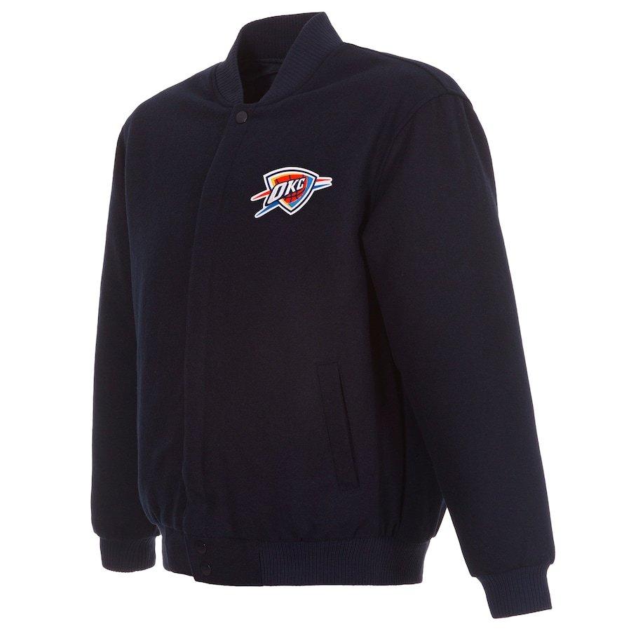 メンズ ジャケット "Oklahoma City Thunder" JH Design Reversible Embroidered Wool Full-Snap Jacket - Navy｜troishomme｜02
