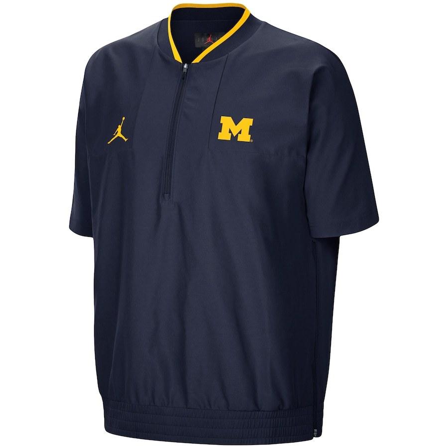 ジョーダン メンズ ジャケット "Michigan Wolverines" Jordan Brand 2021 Coaches Short Sleeve Quarter-Zip Jacket - Navy｜troishomme｜02