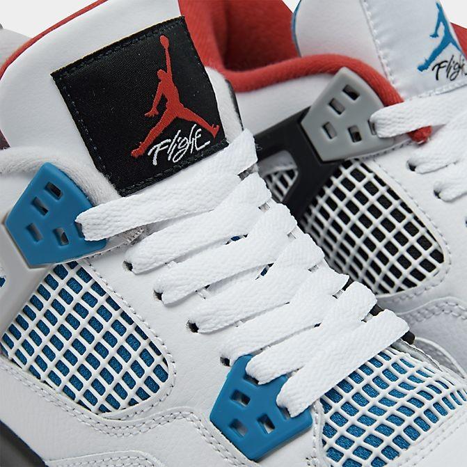 ジョーダン キッズ/レディース レトロ４ バッシュ Air Jordan Retro 4 GS スニーカー White/Military Blue/Fire Red/Tech Grey｜troishomme｜03