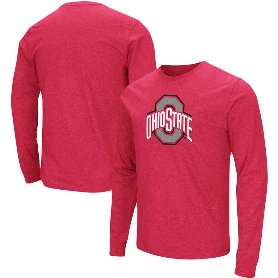 人気が高い School Colosseum Buckeyes" State "Ohio ロンT 長袖 Tシャツ メンズ Logo Scarlet - T-Shirt Sleeve Long パーカー