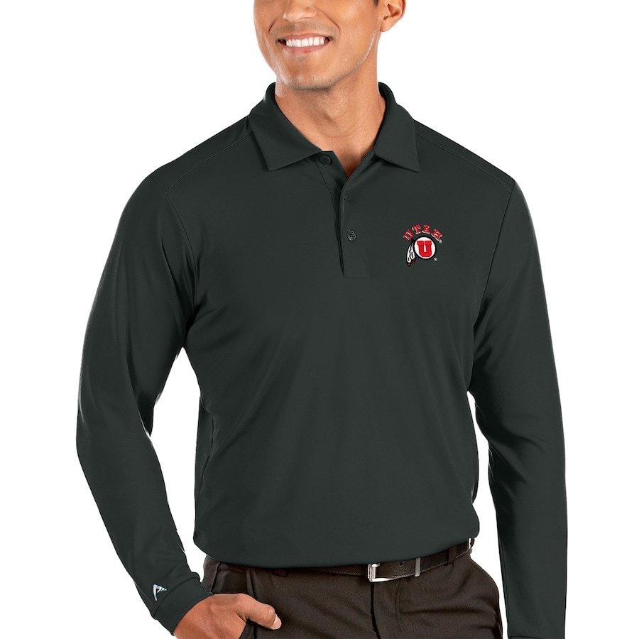 正規 Long Tribute Antigua Utes" "Utah ポロシャツ メンズ Sleeve Charcoal - Polo パーカー