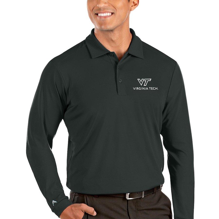 全国総量無料で ポロシャツ メンズ "Virginia Charcoal - Polo Sleeve Long Tribute Antigua Hokies" Tech シャツ、タンクトップ