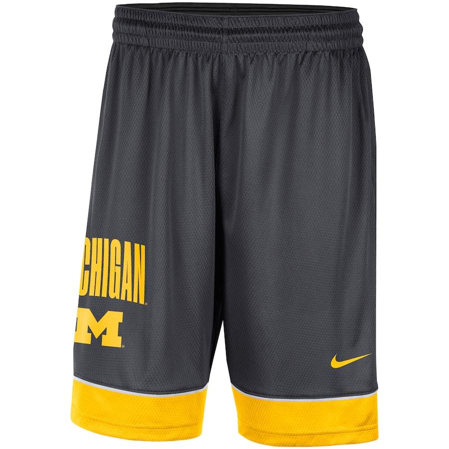 ナイキ メンズ ハーフパンツ "Michigan Wolverines" Nike Fast Break Performance Shorts - Charcoal/Yellow｜troishomme｜02