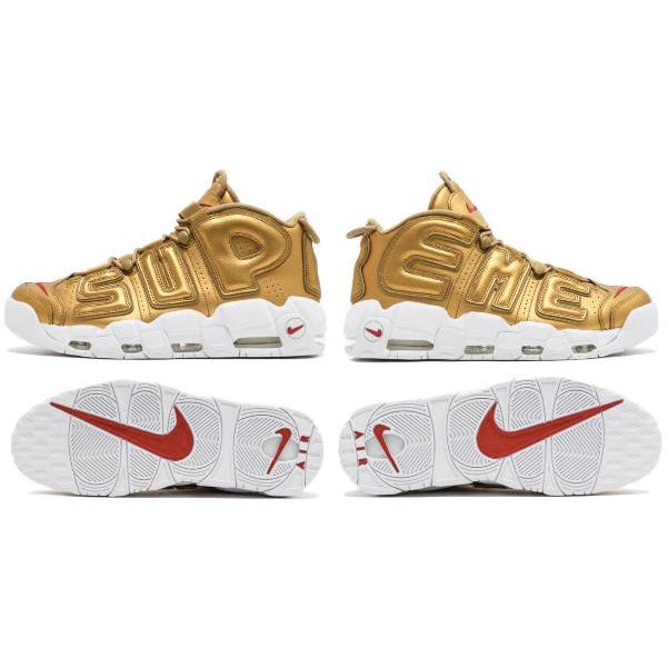 ナイキ メンズ スニーカー モアアップテンポ Nike Air More Uptempo "Supreme" バッシュ Metallic Gold/White｜troishomme｜02