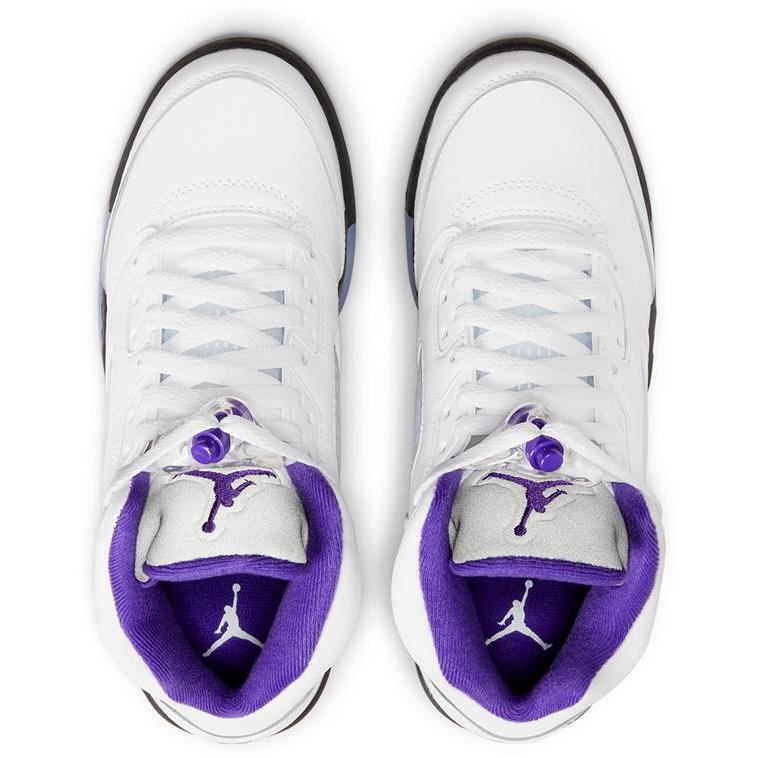 ジョーダン キッズ バッシュ Jordan Kids' GS Air Jordan 5 Retro - White/Purple/Black 白 ホワイト バスケットシューズ ミニバス 子供 男の子 女の子｜troishomme｜04