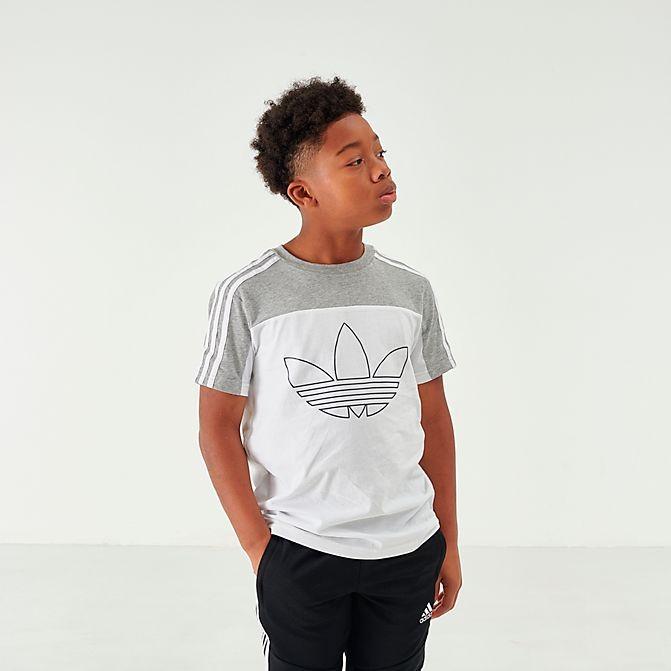 grey and white adidas shirt
