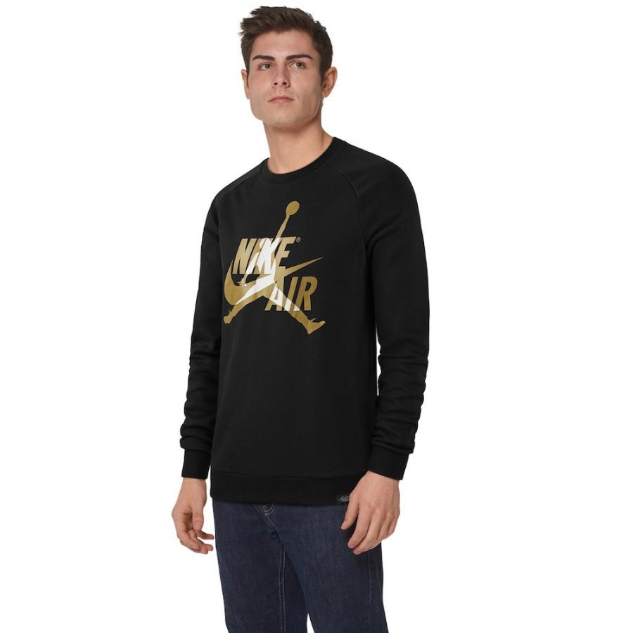 ジョーダン メンズ Jordan Jumpman Classics Fleece Crew スウェットシャツ トレーナー Black/Metallic Gold｜troishomme｜03