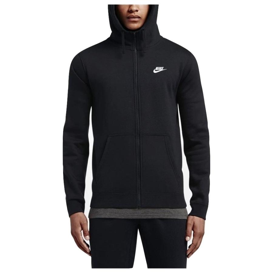 即納 ナイキ メンズ パーカー 長袖 Nike Club Full-Zip Fleece Hoodie - Black/Black/White 黒  ブラック 白 ホワイト フルジップ ジップアップ : z04389010 : バッシュ アパレル troisHOMME - 通販 -