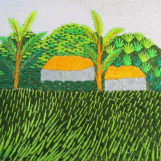 刺繍絵 アート 絵画 芸術 作品 ベトナム 雑貨 ハンドメイド 風景画 工芸品 民芸品 インテリア