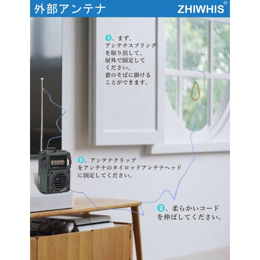 ラジオ 小型 bluetooth 携帯 usb 充電式 おしゃれ レトロ 高感度 ワイドfm  SD対応 タイマー付き ZHIWHIS｜tropical-store｜09