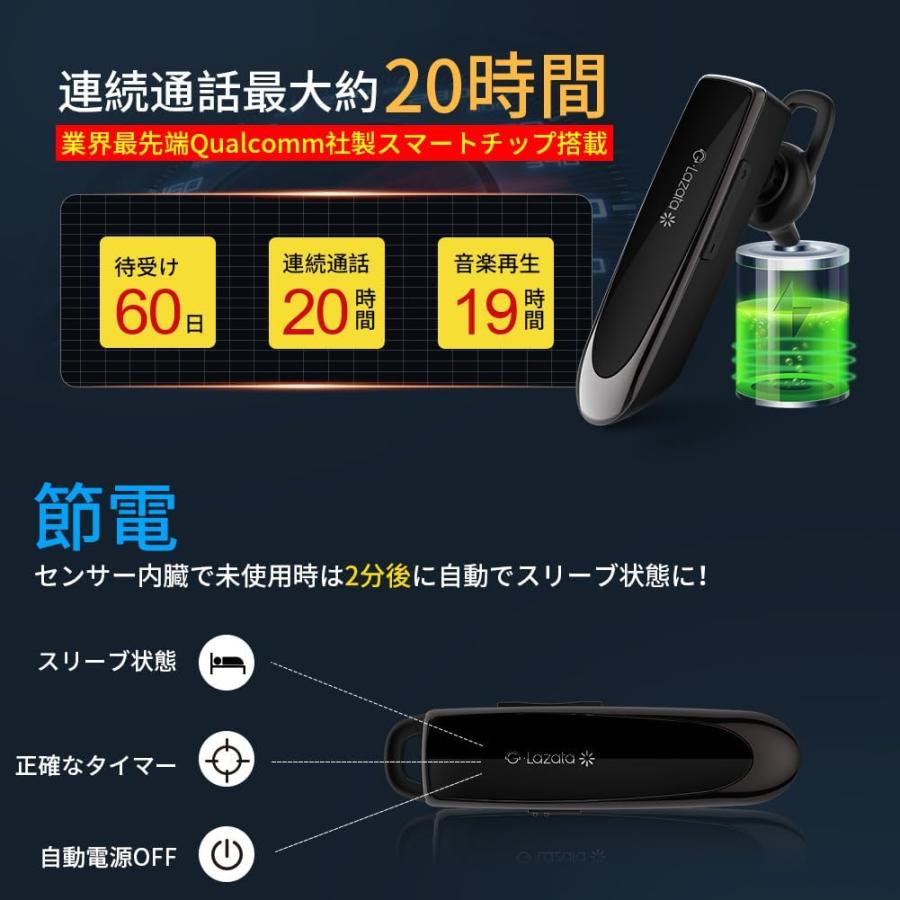 Glazata 通話用ワイヤレスイヤホン 片耳 ヘッドセット bluetooth