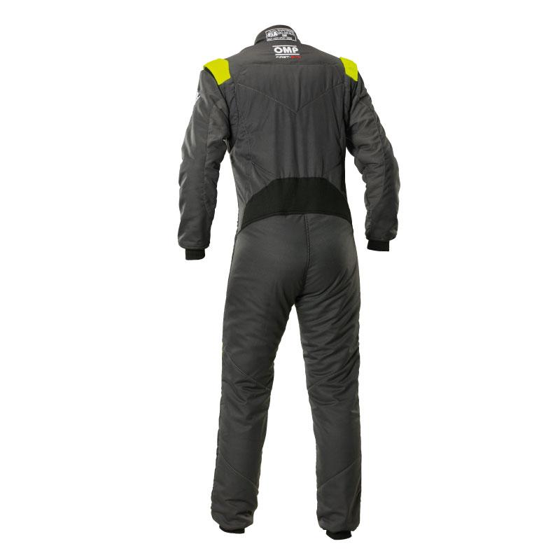 OMP レーシングスーツ 【FIA公認】FIRST EVO SUIT  (8856-2018規格) アンスラサイト / 蛍光イエロー(184)の画像