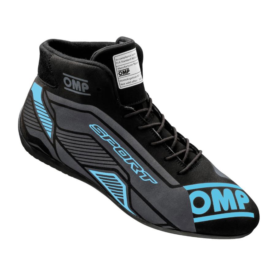 OMP レーシングシューズ 【FIA公認】 OMP SPORT スポーツ (8856-2018規格) ブラック / シアン (275)_1
