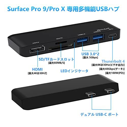 サーフェスプロ9 ハブ 4K HDMI ポート + USB C Thunderbolt 4 ディスプレイ + PD 充電 + データ+ USB 3.0*2 + SD/TFMicro SD カードリーダーMicrosof｜trstore2310｜02