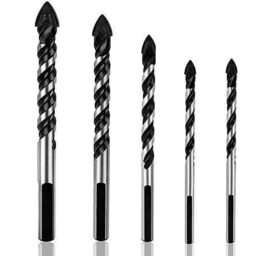 コンクリート用ドリルビット 公式 5本組 高硬度合金ツイストドリルビット セット セラミック ストーン コンクリート レンガ ダイヤモンド タイル