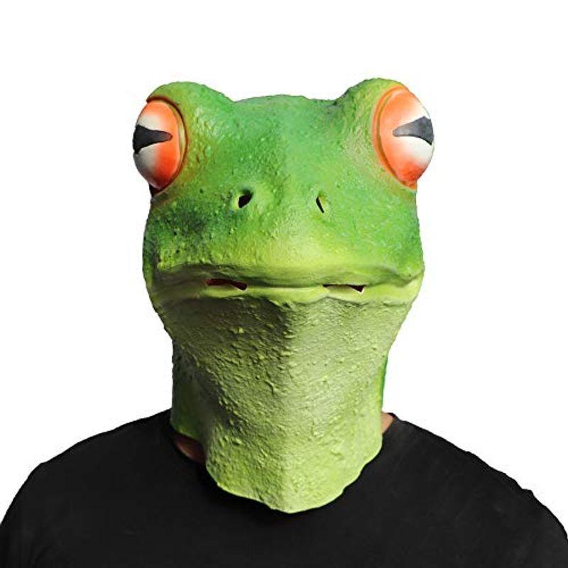 おしゃれ アニマルマスク グリーンカエル マスク仮面 お面 パーティーマスク 衣装 雑貨 コスプレグッズ 被り物 忘年会 パーティー グッズ 変装用マ Materialworldblog Com