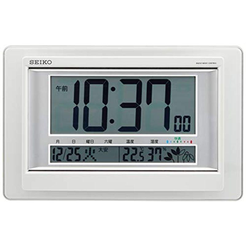 春夏新作 湿度 温度 快適度 カレンダー デジタル 電波 兼用 置き時計 掛け時計 クロック セイコー 表示 SEIKO SQ432W パール 白 置き時計
