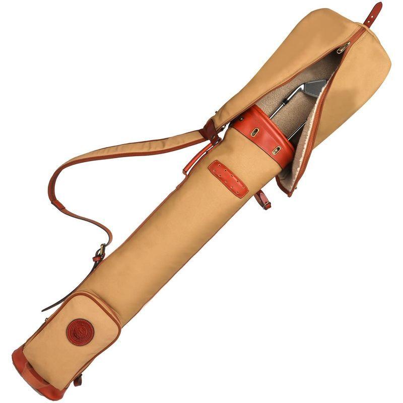 Tourbonコース トレーニング 練習ゴルフバッグ クラブ トラベルケース ファスナーポケット付き 防水キャンバス&レザー トレーニング 練習ゴルフバッグ クラブ トラベルケース ファスナーポケット付き 防水キャンバス&レザー