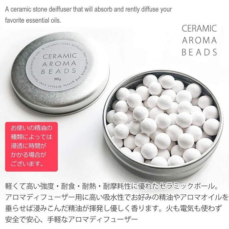 セラミック アロマビーズ ホワイト 日本製 素焼き かわいい おしゃれ アロマディフューザー 約25g アロマストーン 2個セット 石膏 缶入り