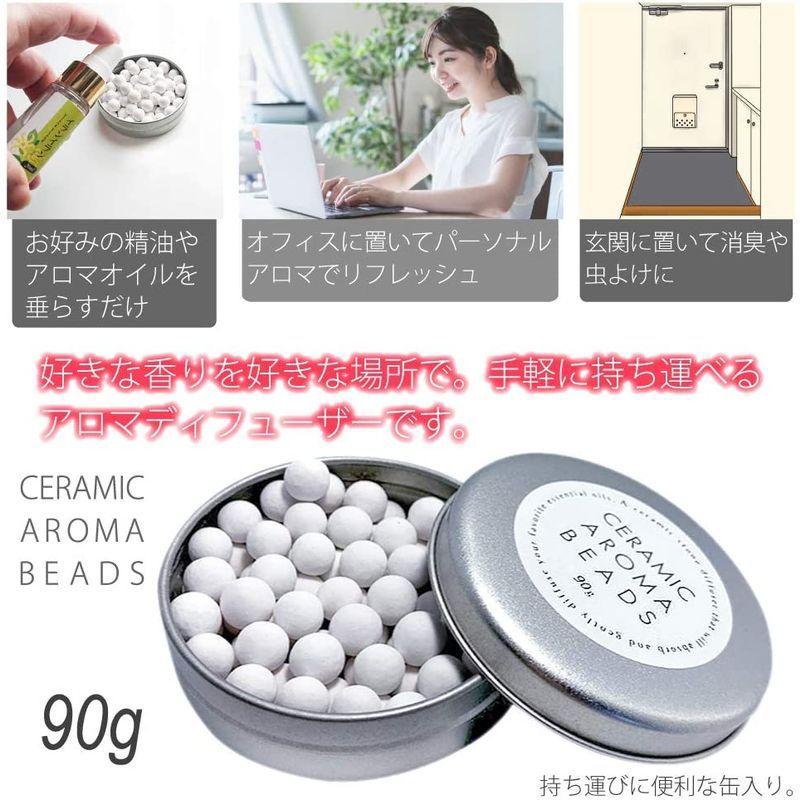 セラミック アロマビーズ ホワイト 日本製 素焼き かわいい おしゃれ アロマディフューザー 約25g アロマストーン 2個セット 石膏 缶入り