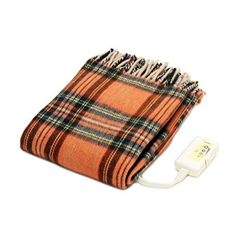 ライフジョイ 電気ひざ掛け 日本製 オレンジ チェック柄 160cm×82cm 洗える あったかブランケット かわいい 大判サイズ JPN1