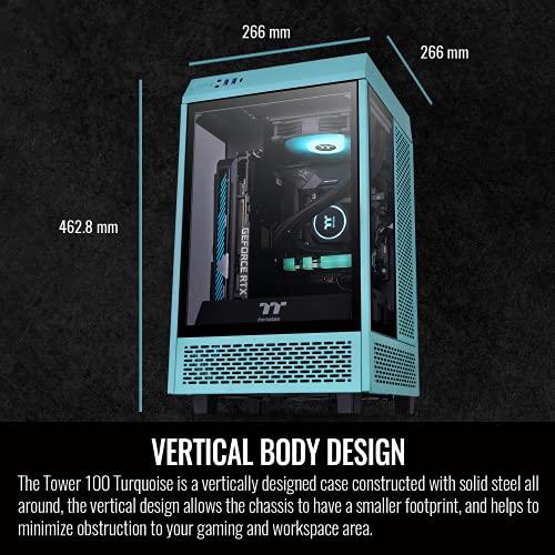 ★レア物 新品未開封 Thermaltake Tower 100 Turquoise Edition Mini Tower Chasis de computadora de Vidrio Templado Compatible con Mini-ITX CA-1R3-00SBWN-00 【2420791659】(15180円)