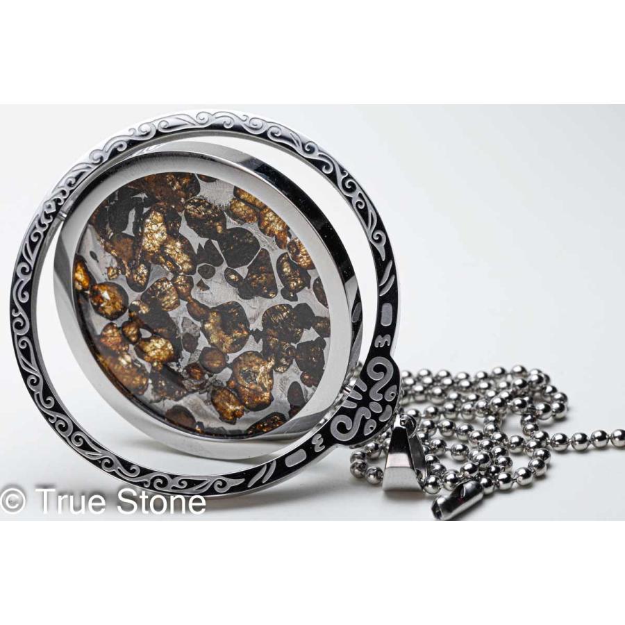 鑑別書付き AAA パラサイト隕石 回転 大型 ペンダントトップ 62.56g 石