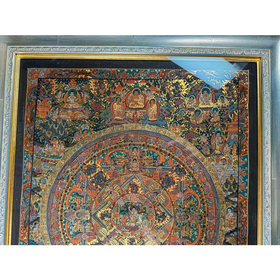 曼荼羅 マンダラ 額 63センチ×51センチ×5センチ タンカ 掛軸 肉筆画 チベット密教 仏教美術 一点物_3