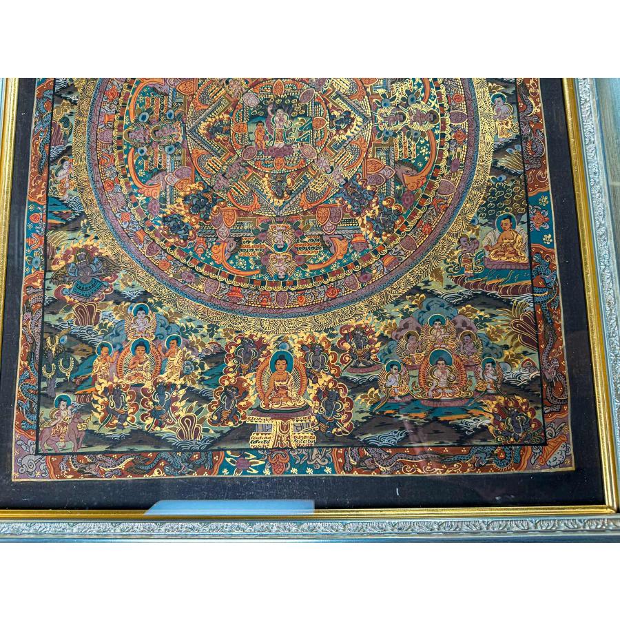 曼荼羅 マンダラ 額 63センチ×51センチ×5センチ タンカ 掛軸 肉筆画 チベット密教 仏教美術 一点物_5