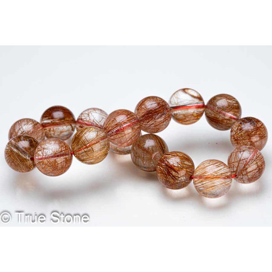 AAA レッド ルチルクォーツ ブレスレット 12.6mm-12.9mm ルチル