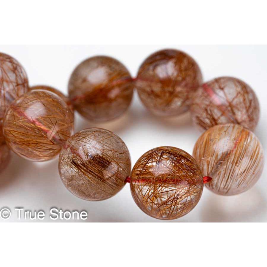 AAA レッド ルチルクォーツ ブレスレット 12.6mm-12.9mm ルチル