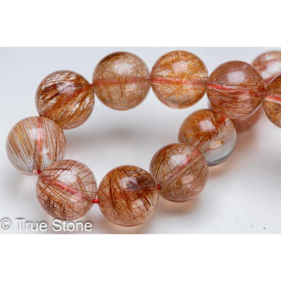 AAA レッド ルチルクォーツ ブレスレット 12.6mm-12.9mm ルチル