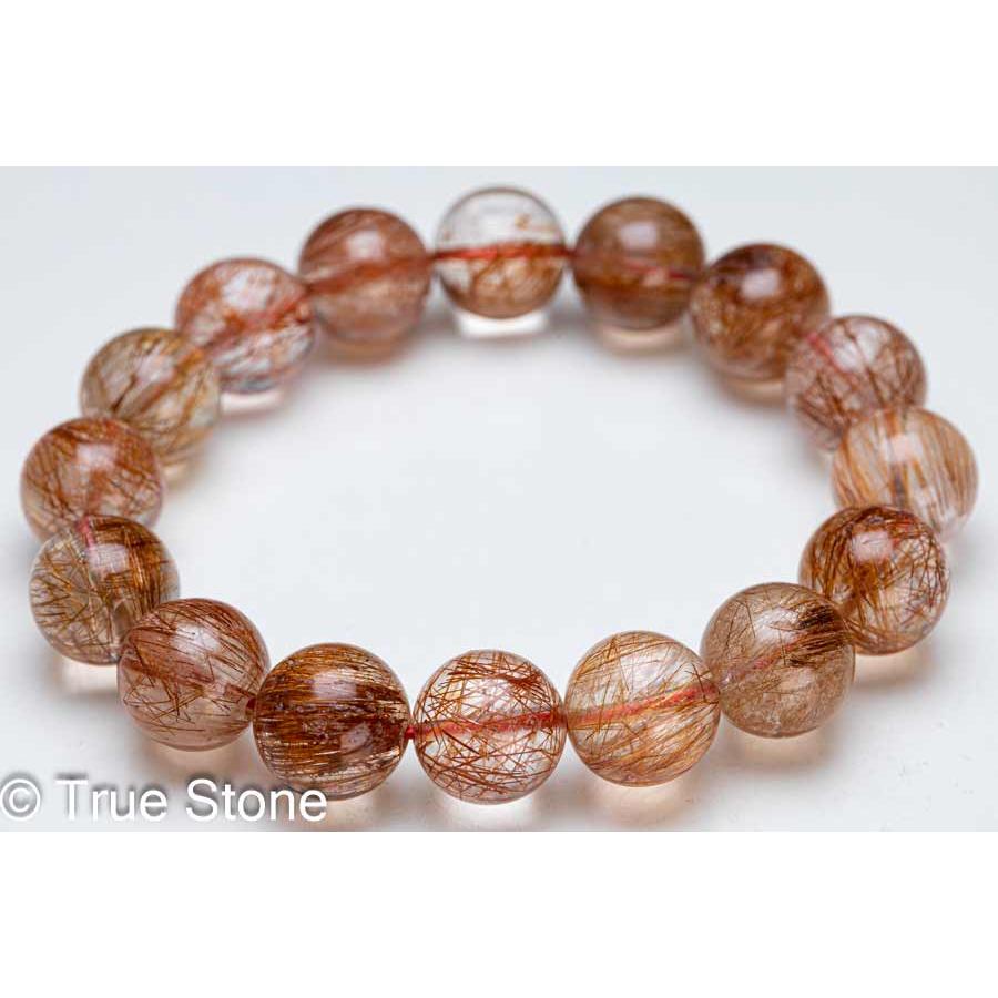 AAA レッド ルチルクォーツ ブレスレット 12.6mm-12.9mm ルチル